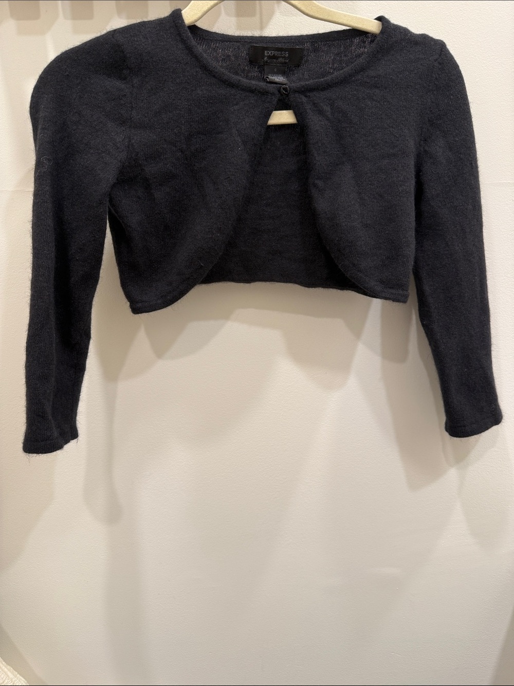 Express Black Cropped Open-Front Bolero Sweater